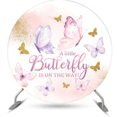 Aperturee - Cute Butterfly Round Backdrop For Baby Shower Party